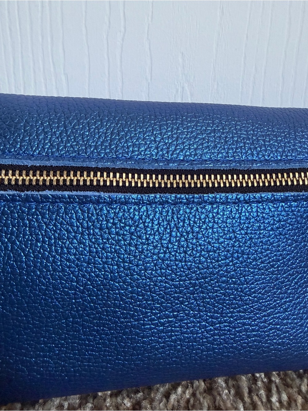 NWOT Portland Leather Goods Comet Blue ☄️💙💫🔵 Large Makeup Bag - Picture 4 of 5
